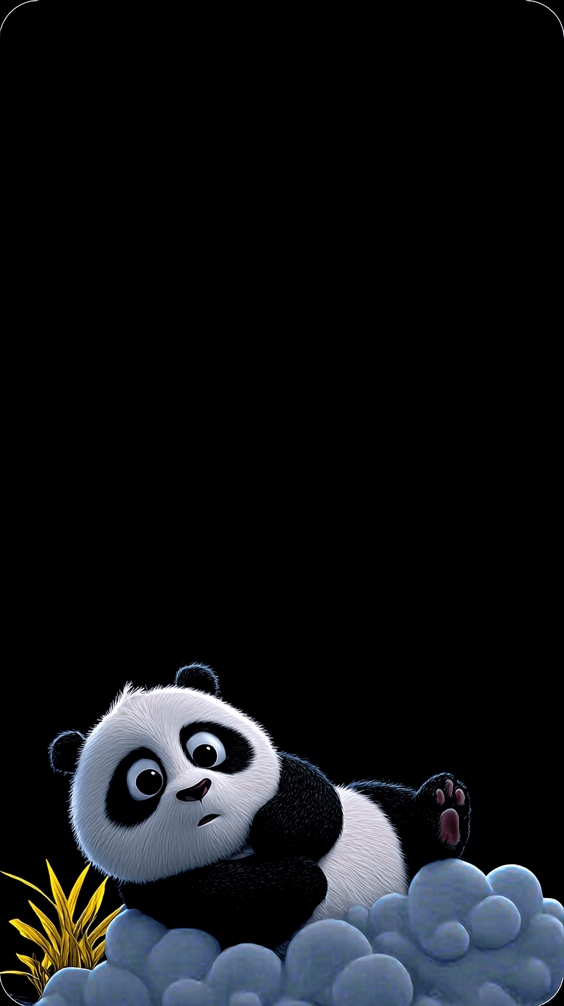 Cute Sleeping Panda on Cloud Android Wallpaper – Dreamy Cartoon Panda Dark Background - Panda Wallpapers mobile Wallpaper | Picmaze
