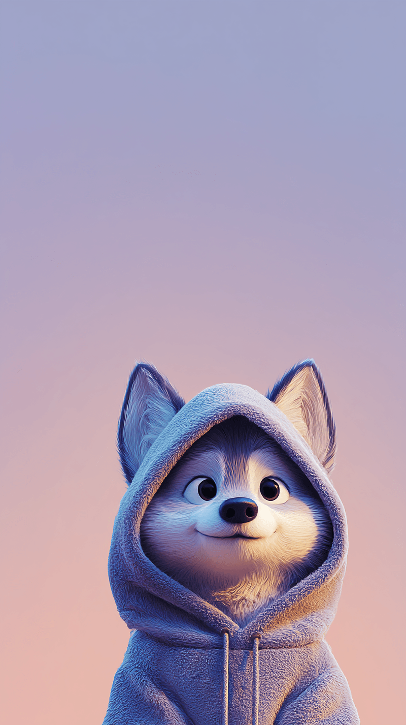 Cute 3D Husky Puppy Hoodie Aesthetic Wallpaper - Android Wallpapers mobile Wallpaper | Picmaze
