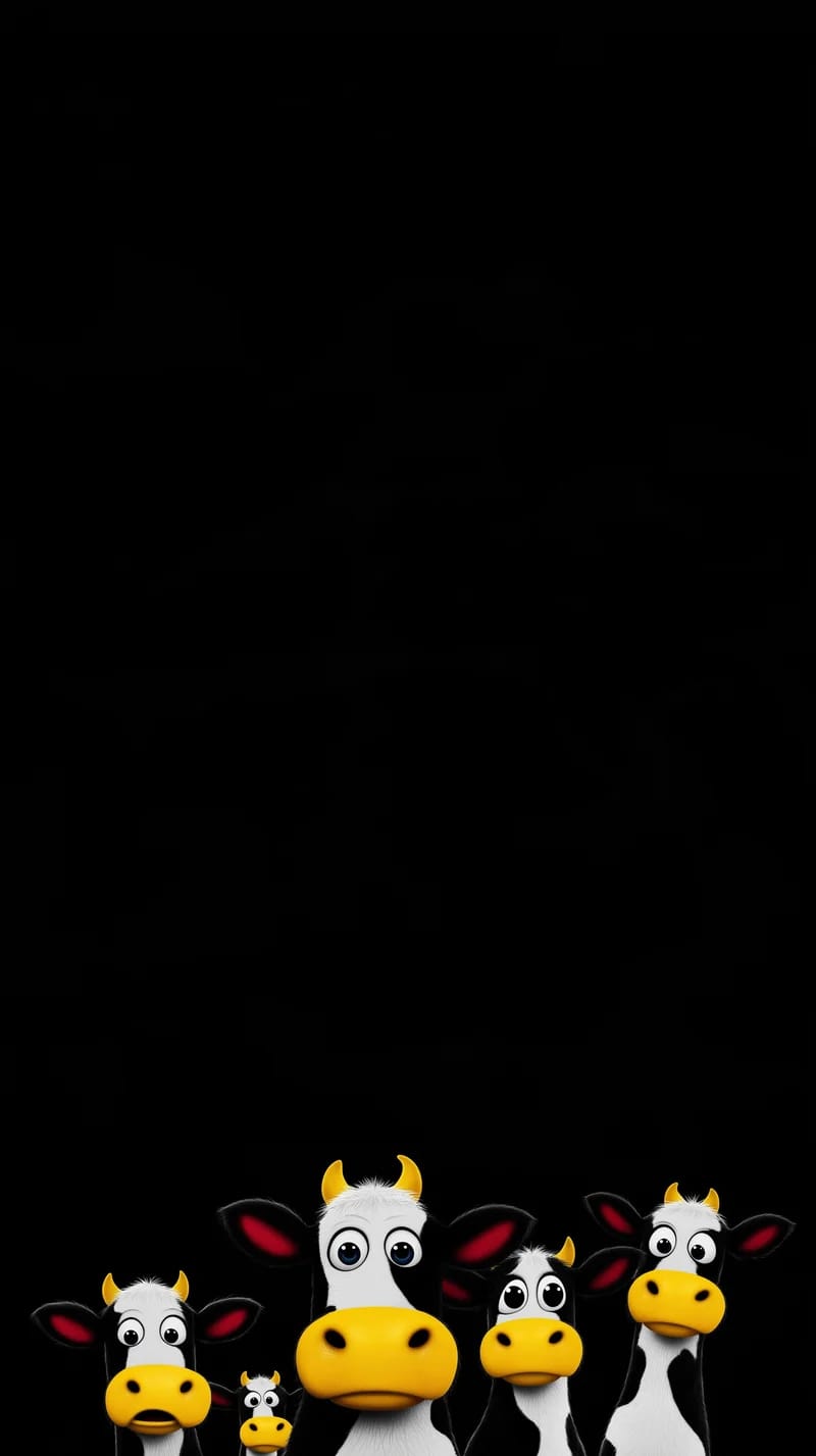 Minimal Cute Cow Line Wallpaper with Yellow Accents - cow mobile Wallpaper | Picmaze