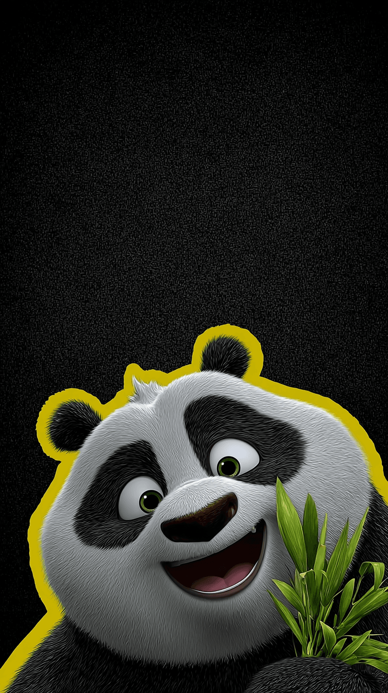 Happy Panda Bamboo Wallpaper – Cute Cartoon Panda Black Background Android - Panda Wallpapers mobile Wallpaper | Picmaze