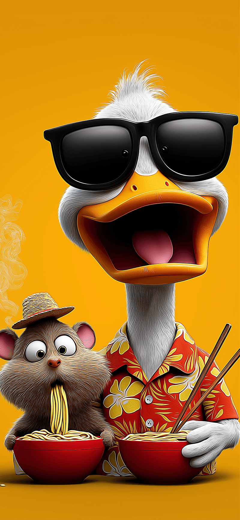 Cool Cartoon Duck and Mouse Noodles 3D Wallpaper - ios wallpapers mobile Wallpaper | Picmaze