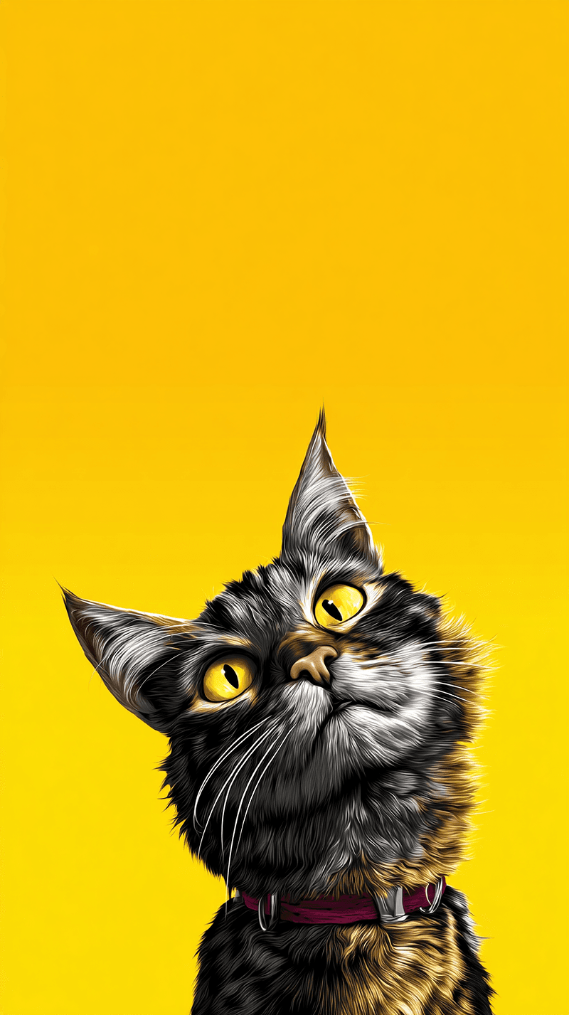 Golden Eyes Black Cat Android Wallpaper – Cute Curious Kitty Yellow Background - Cat Wallpapers mobile Wallpaper | Picmaze