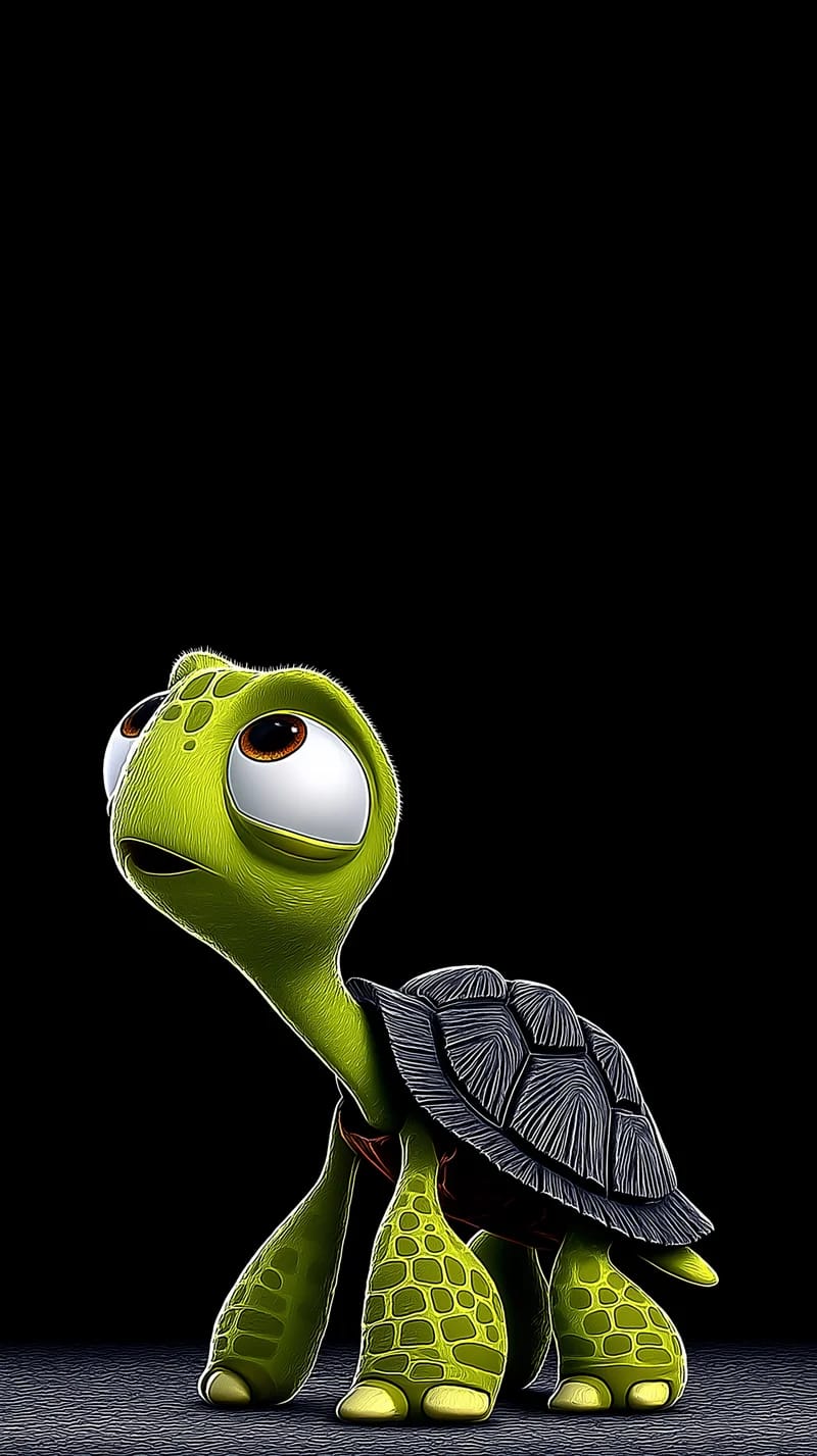 Curious Turtle Looking Up Minimal Dark Cute Wallpaper - Turtle mobile Wallpaper | Picmaze