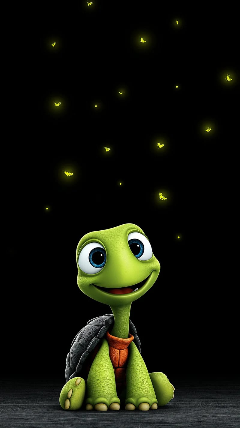 Cute Turtle Wallpaper with Fireflies Aesthetic Night Scene - Turtle mobile Wallpaper | Picmaze