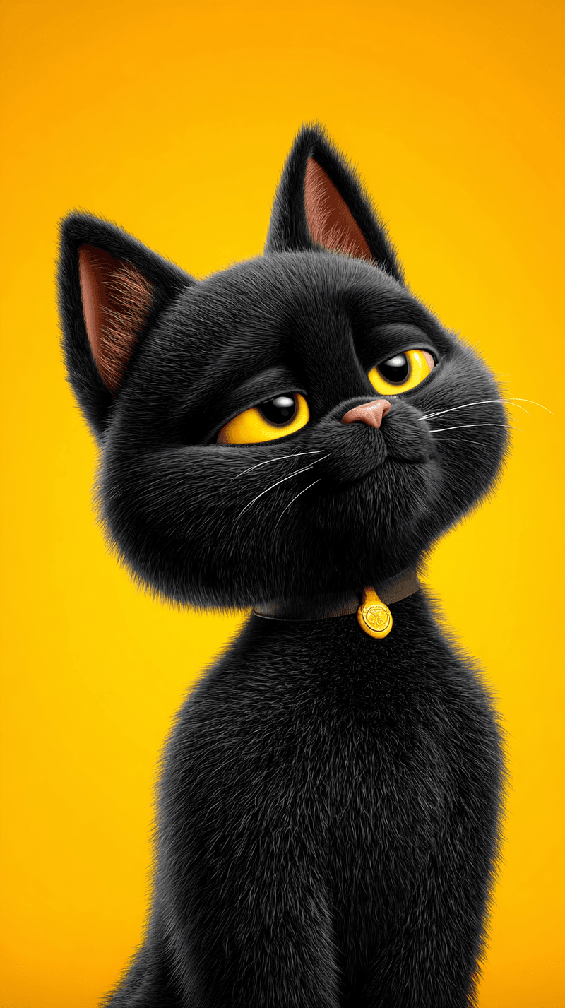 Elegant Black Cat with Golden Collar Android Wallpaper – Premium Cute 3D Pet Background - Cat Wallpapers mobile Wallpaper | Picmaze