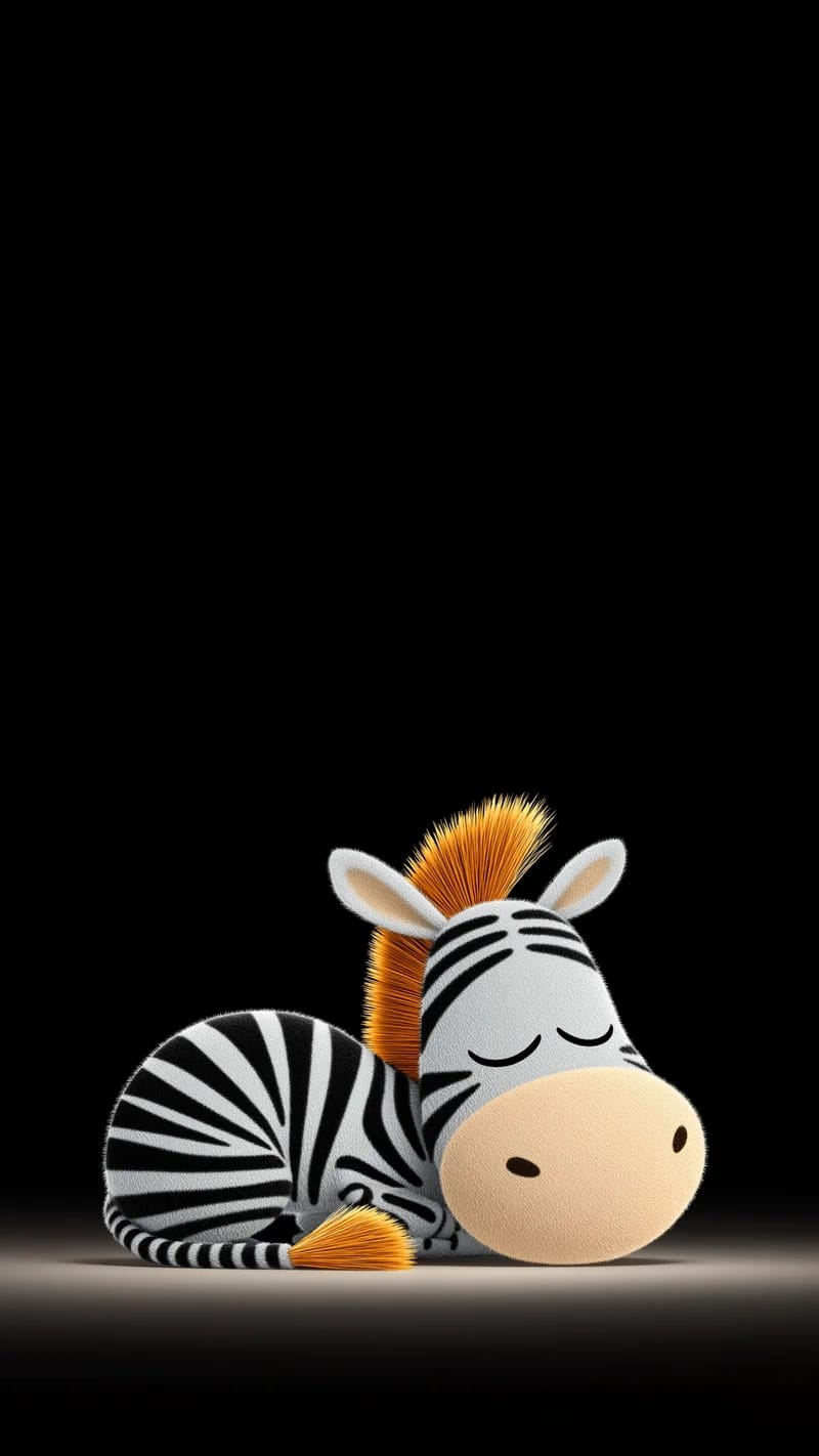 Sleeping Cute Zebra Wallpaper with Soft Minimal Dark Theme - Zebra wallpapers mobile Wallpaper | Picmaze