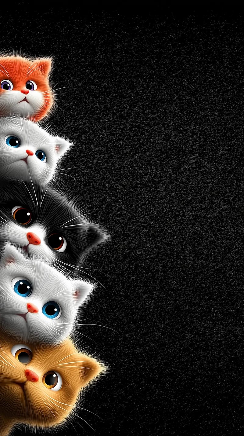 Cute Kittens Peeking Side Black Background Aesthetic Wallpaper - Cat Wallpapers mobile Wallpaper | Picmaze
