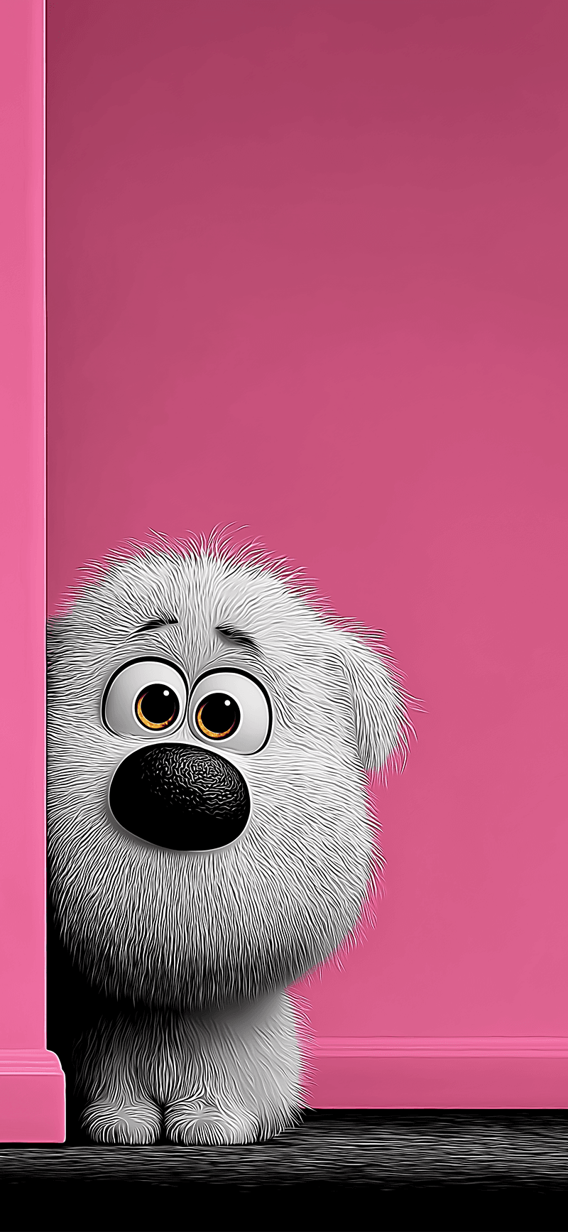 Cute Shy Puppy Peeking Pink Aesthetic 3D Wallpaper 4K - ios wallpapers mobile Wallpaper | Picmaze