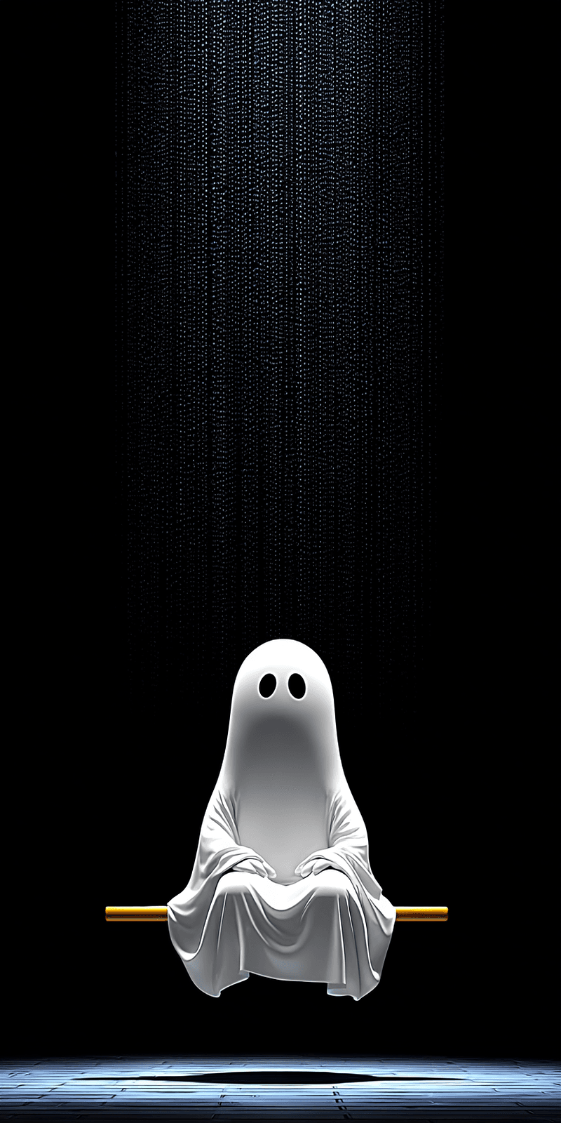 Cute Meditation Ghost Wallpaper – Minimal Floating Ghost Dark Background - ghost mobile Wallpaper | Picmaze
