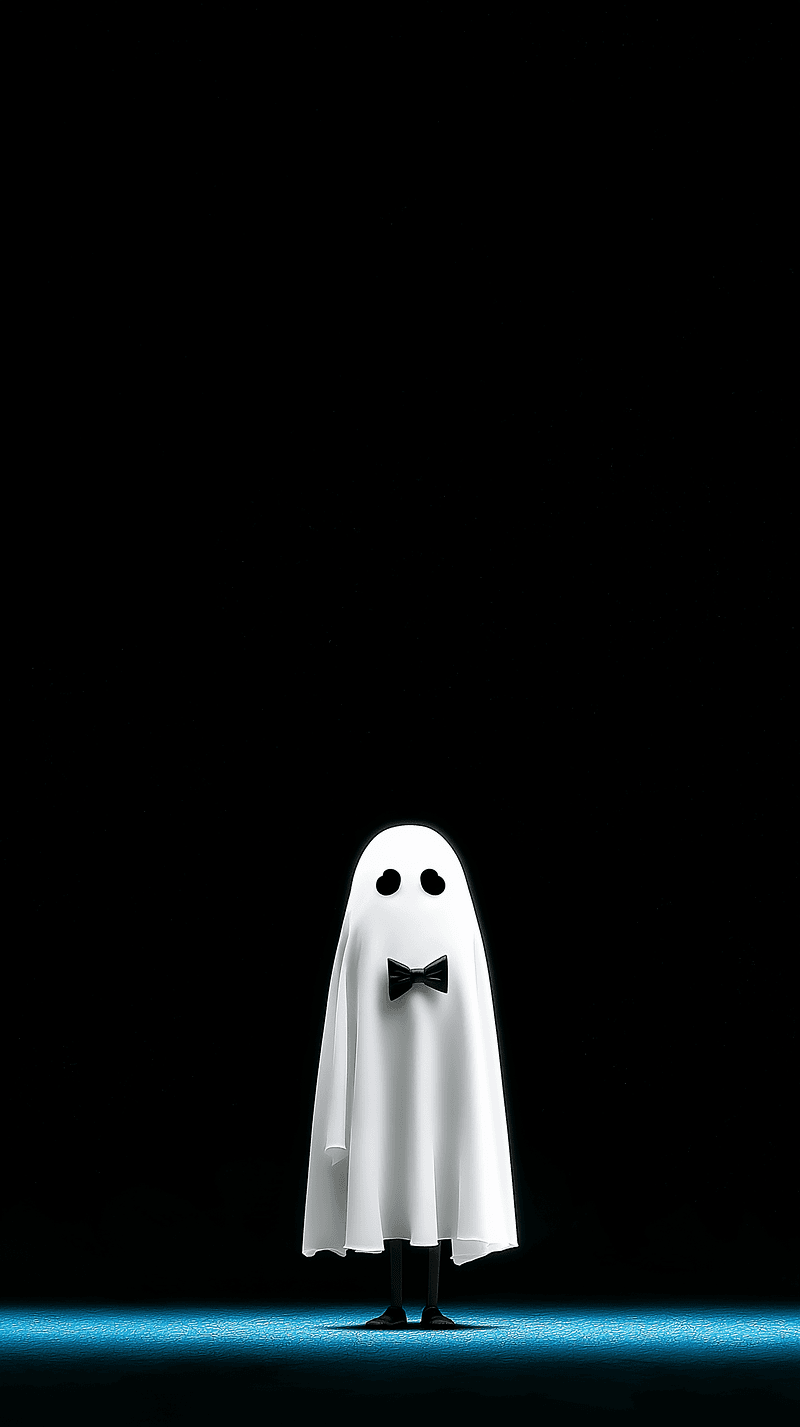 Minimal Cute Ghost Android Wallpaper – Bow Tie Ghost on Dark Background - ghost mobile Wallpaper | Picmaze