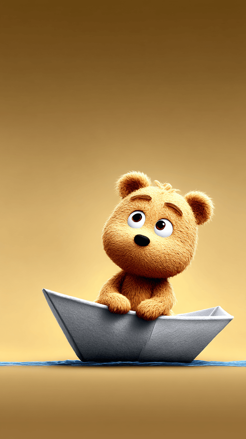 Cute Teddy Bear Paper Boat Mobile Wallpaper 4K - Fantasy Wallpaper mobile Wallpaper | Picmaze