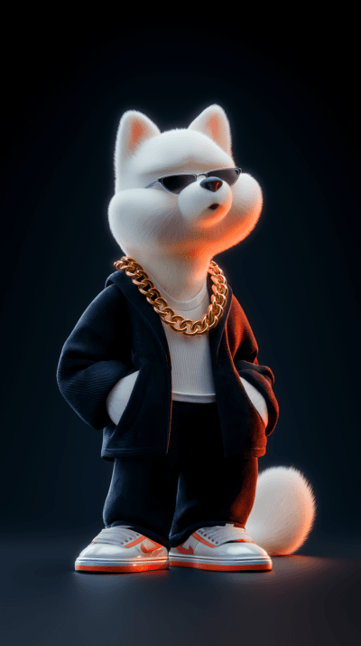 Stylish White Dog with Gold Chain 3D Wallpaper – Cool Android Dark Background - Mobile mobile Wallpaper | Picmaze