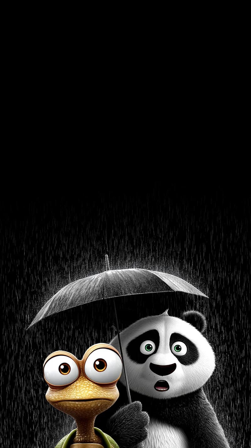 Cute Panda and Turtle Under Umbrella Rain 3D Wallpaper - 3D Wallpaper mobile Wallpaper | Picmaze