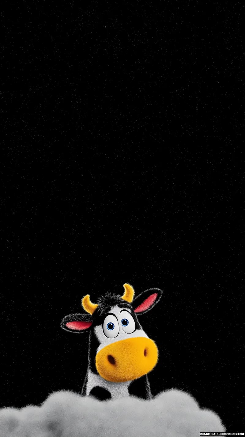 Cute Cartoon Cow Under Starry Night Minimal Wallpaper - cow mobile Wallpaper | Picmaze