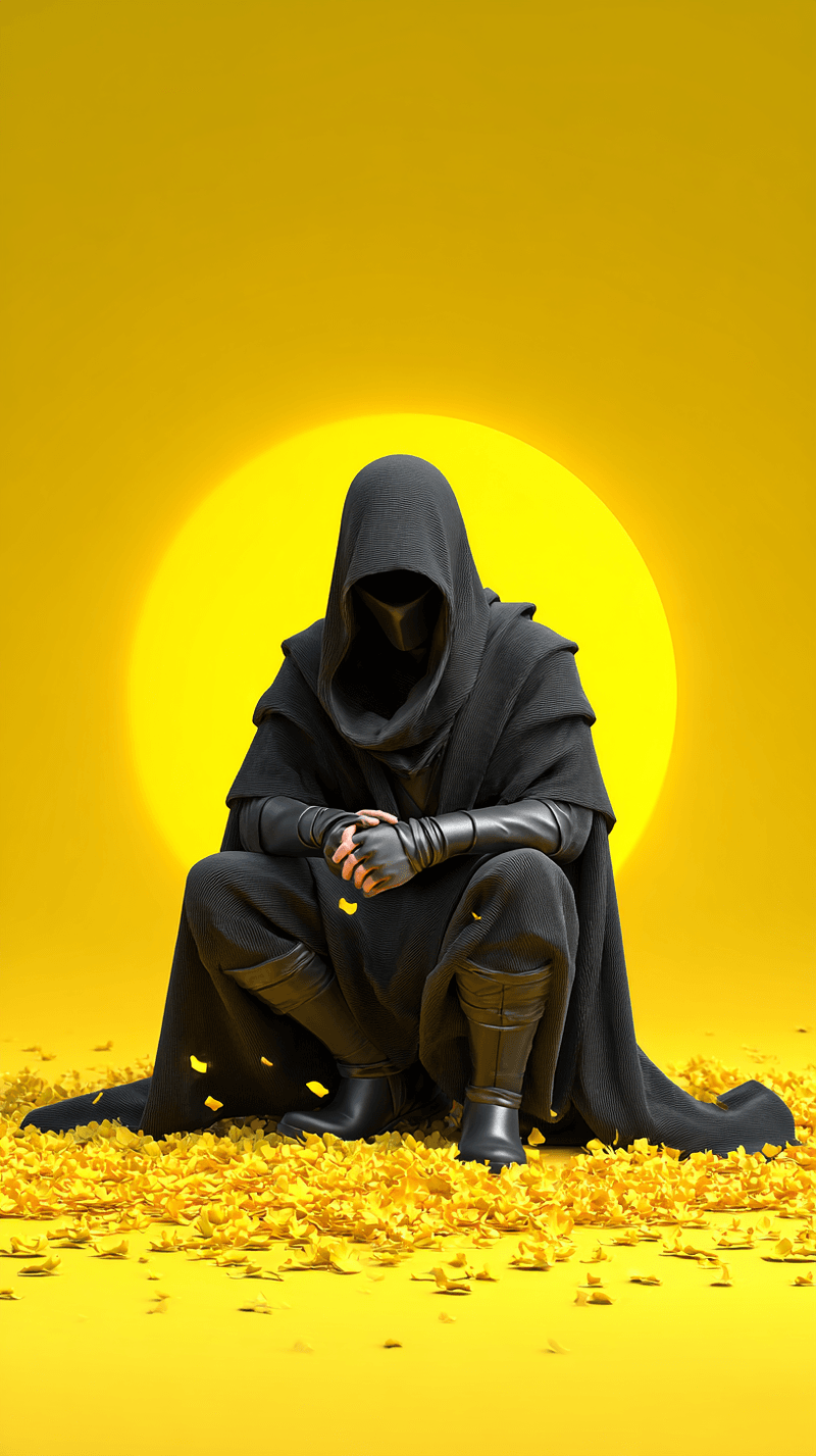 Dark Hooded Phantom Android Wallpaper – Mysterious Warrior Yellow Sun Background - Ninja Wallpapers  mobile Wallpaper | Picmaze