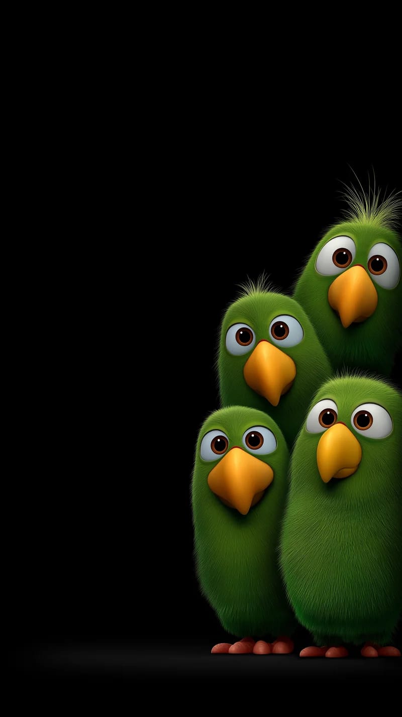 Cute Green Parrots Group Minimal Dark Wallpaper HD - parrots mobile Wallpaper | Picmaze