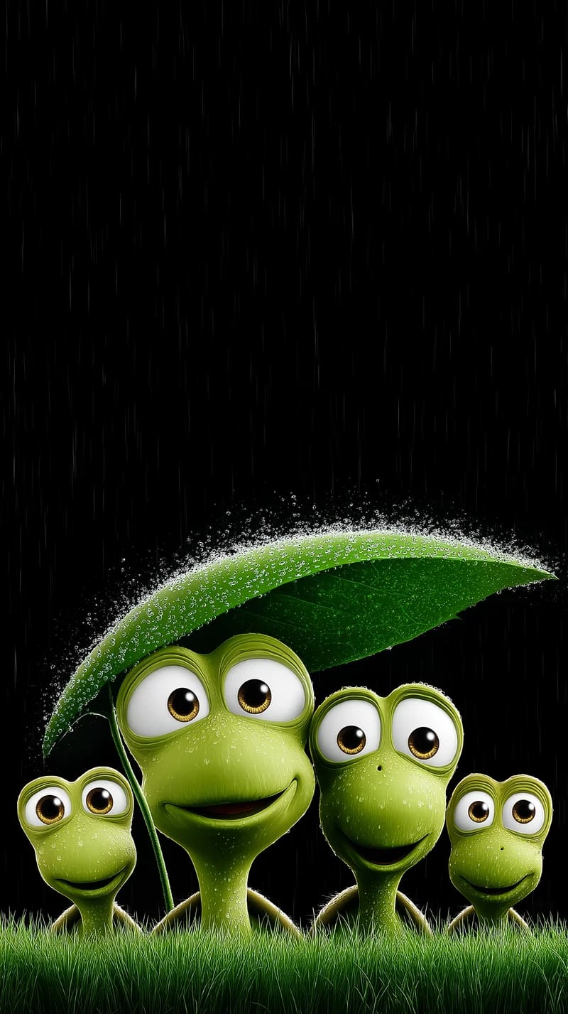 Cute Turtle Family Under Leaf Rain Wallpaper 4K - Turtle mobile Wallpaper | Picmaze