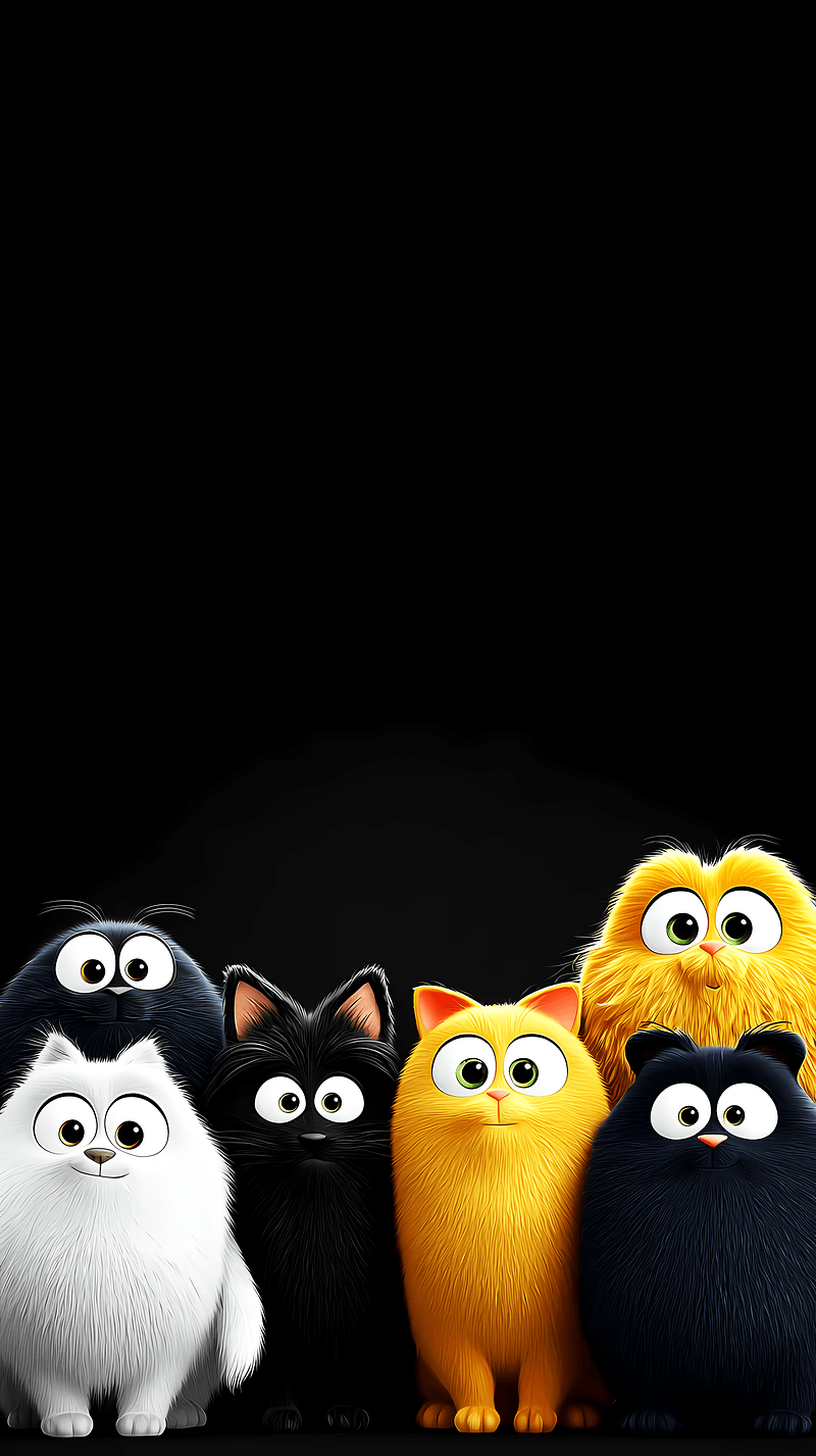 Cute Colorful Fluffy Cats Wallpaper – Big‑Eyes Cartoon Cat Squad Android Background - Cat Wallpapers mobile Wallpaper | Picmaze