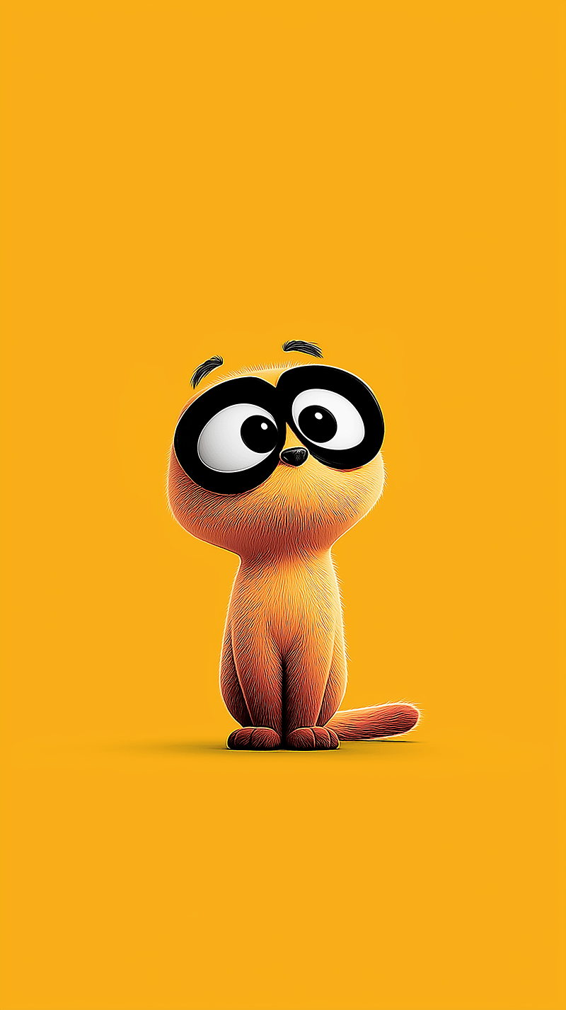Cute Cartoon Cat Wallpaper with Big Eyes Orange Background - Cat Wallpapers mobile Wallpaper | Picmaze