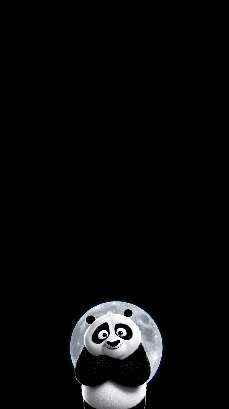 Cute Panda with Moon Android Wallpaper – Cartoon Panda Night Sky Minimal Dark Background - Panda Wallpapers mobile Wallpaper | Picmaze