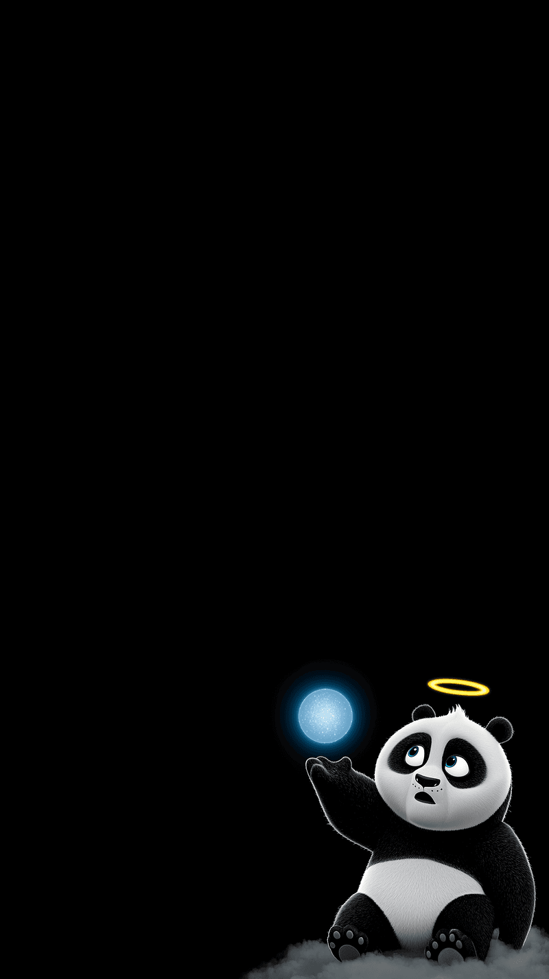 Cute Panda with Glowing Orb Android Wallpaper – Angel Panda Magic Light Minimal Dark Background - Panda Wallpapers mobile Wallpaper | Picmaze