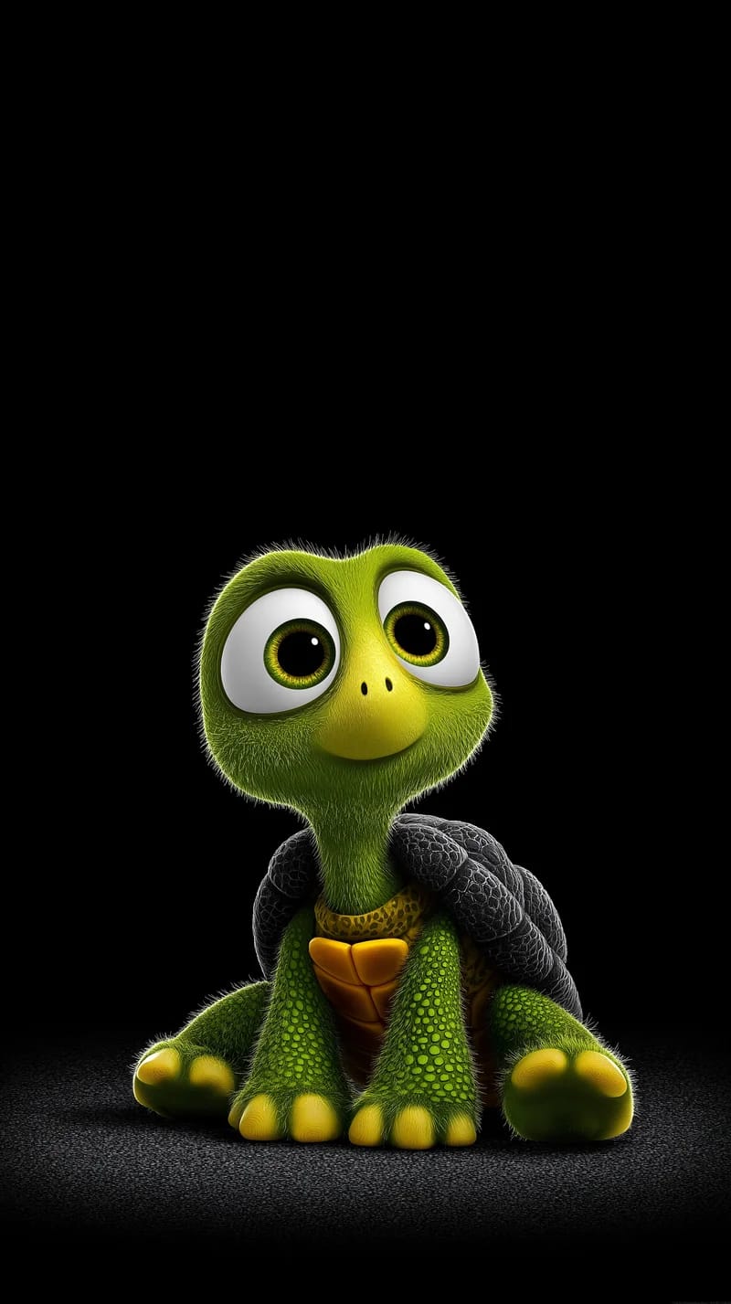 Bright Eyed Cute Turtle 4K Minimal Dark Background Art - Turtle mobile Wallpaper | Picmaze