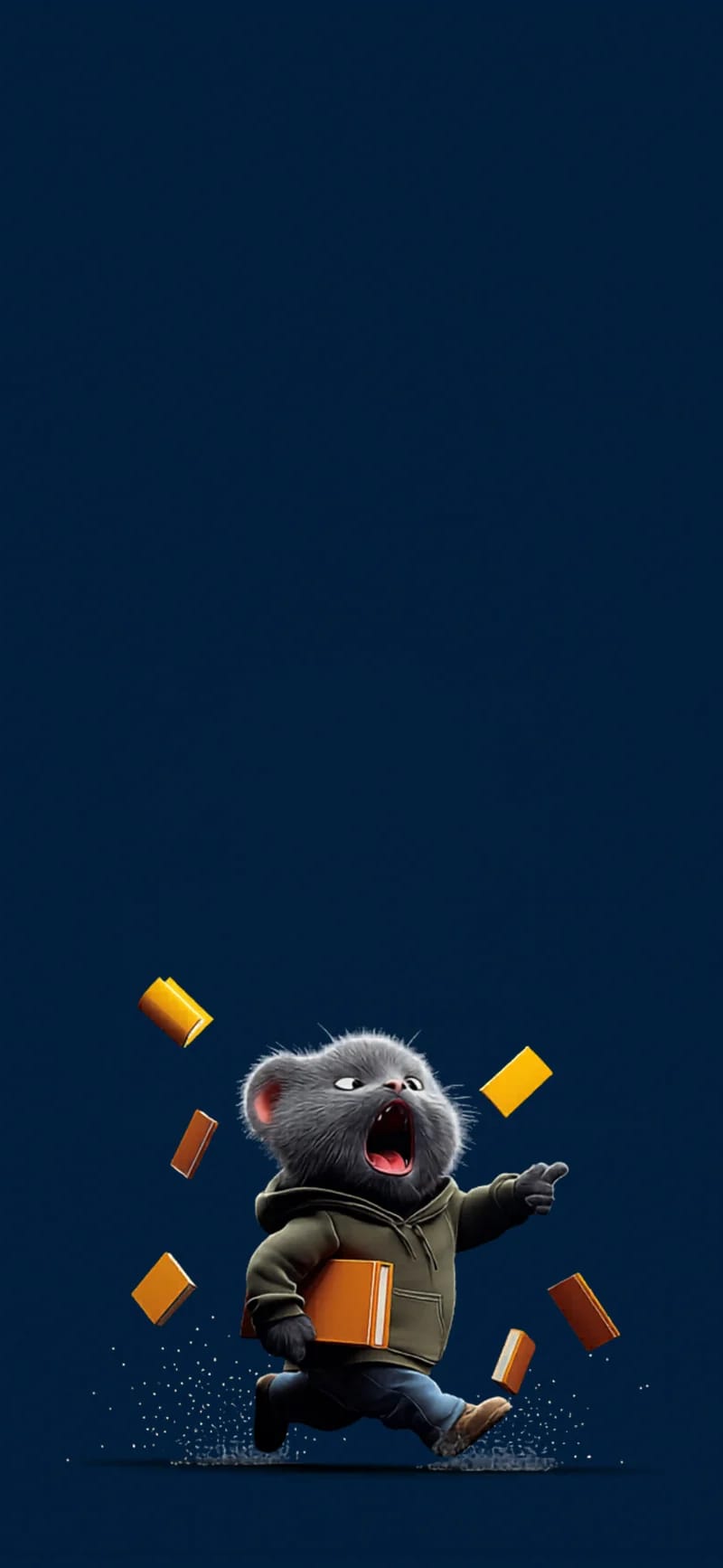 Cute Running Cat with Books 3D Cartoon iPhone Wallpaper - ios wallpapers mobile Wallpaper | Picmaze