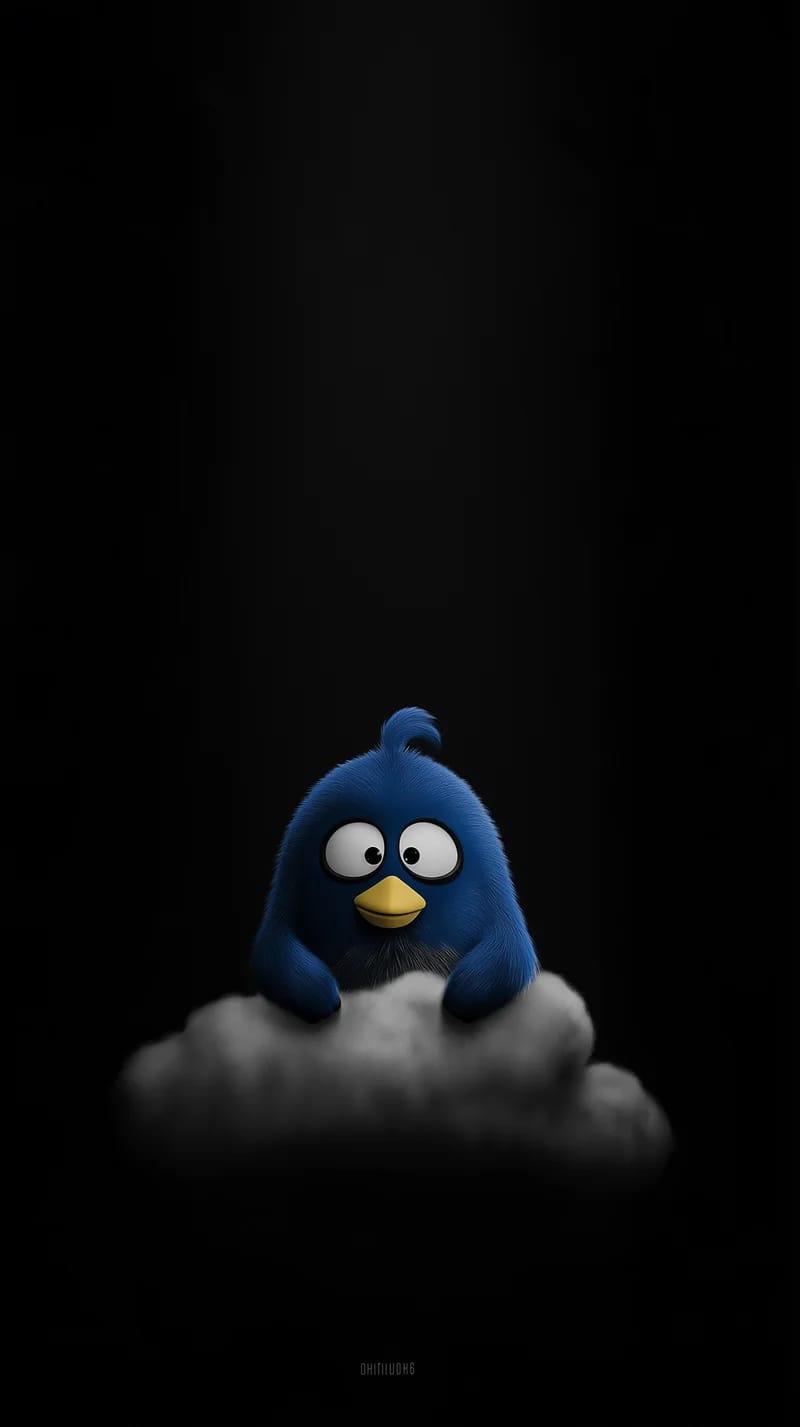 Moody Blue Cute Bird on Cloud Minimal Dark Wallpaper - Bird Wallpapers mobile Wallpaper | Picmaze