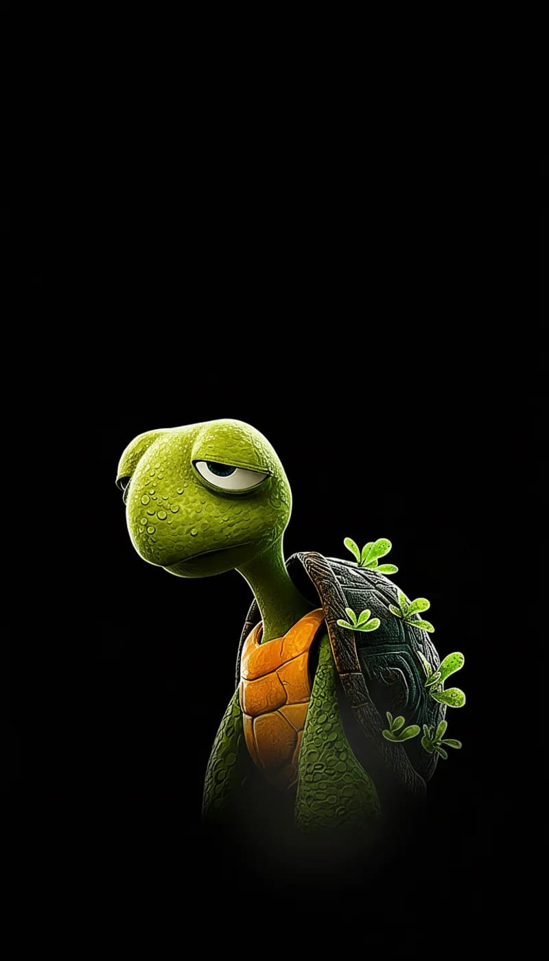 Moody Turtle Portrait with Dew Drops Dark Aesthetic Art - Turtle mobile Wallpaper | Picmaze