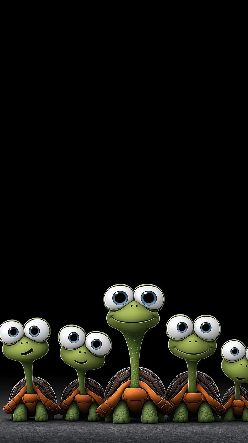 Cute Turtle Lineup Minimal Wallpaper 4K Dark HD - Turtle mobile Wallpaper | Picmaze