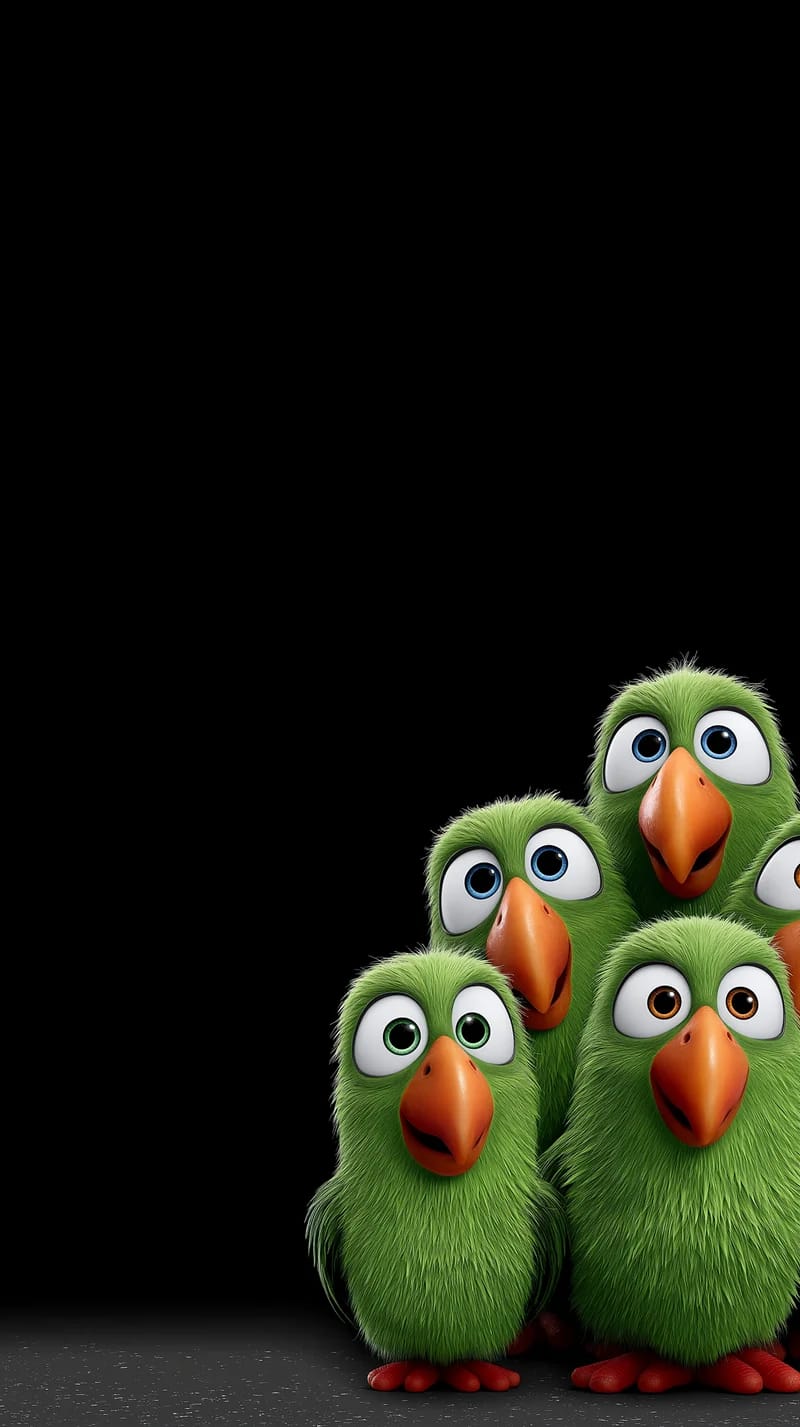 Minimal Cute Green Birds on Black Aesthetic Wallpaper - parrots mobile Wallpaper | Picmaze