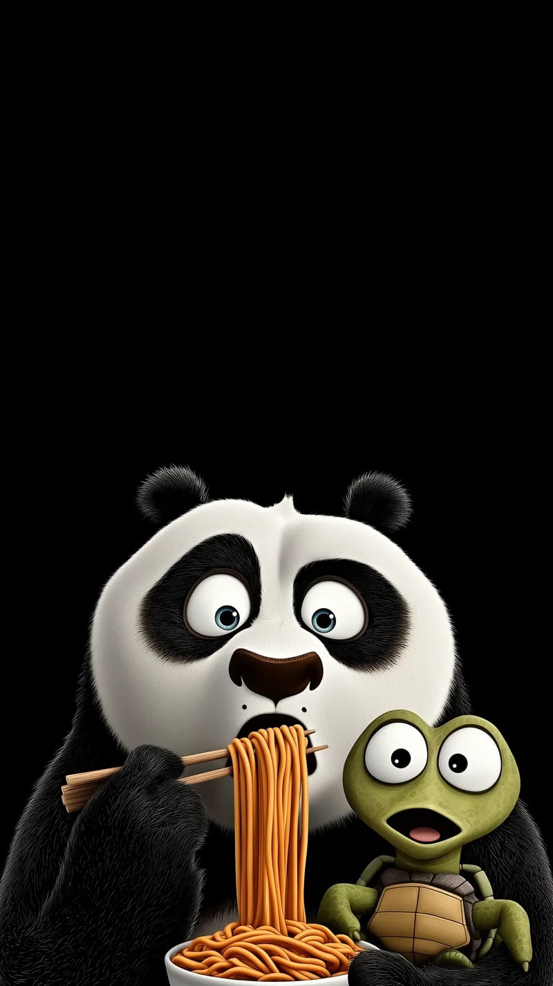 Funny Panda Eating Noodles with Turtle 3D Wallpaper - 3D Wallpaper mobile Wallpaper | Picmaze