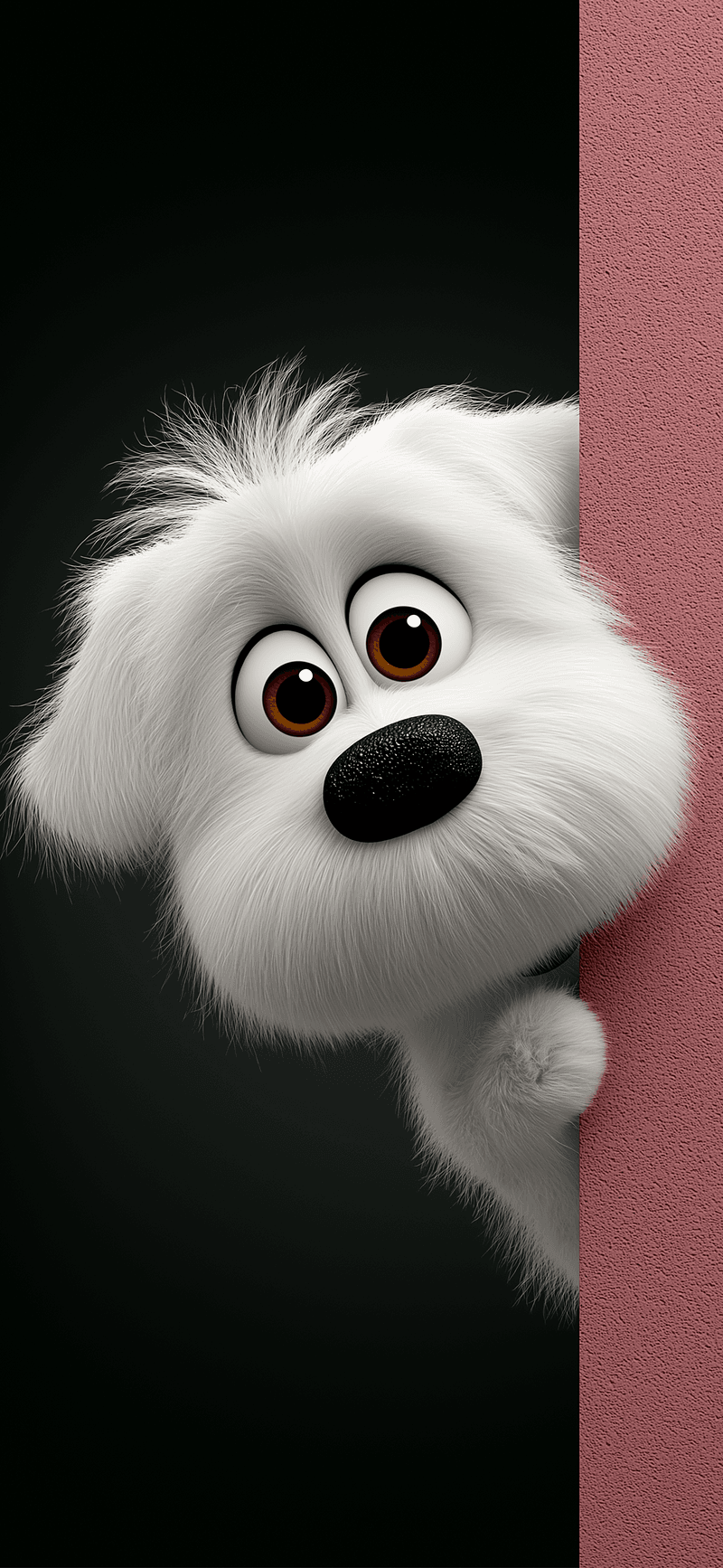 Cute White Puppy Peeking 3D Wallpaper Dark Aesthetic 4K - ios wallpapers mobile Wallpaper | Picmaze