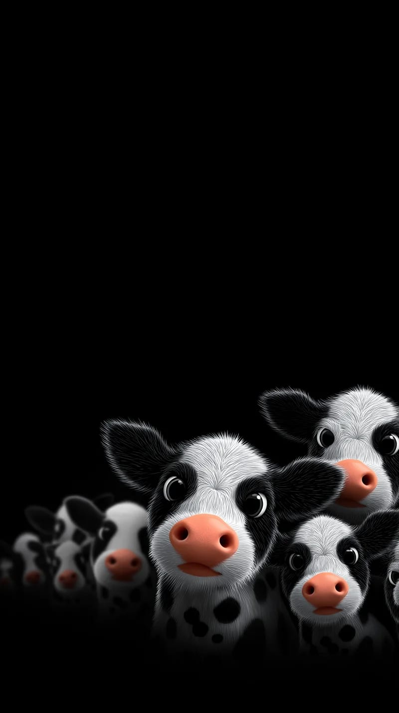Minimal Cute Cow Wallpaper with Deep Black Space - cow mobile Wallpaper | Picmaze