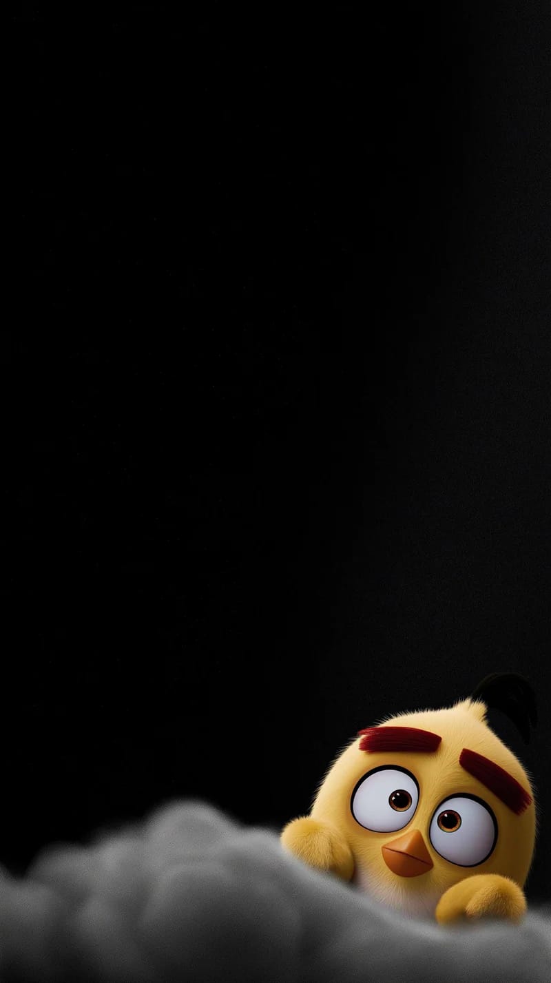 Shy Cute Yellow Chick on Cloud Dark Minimal Wallpaper - Bird Wallpapers mobile Wallpaper | Picmaze