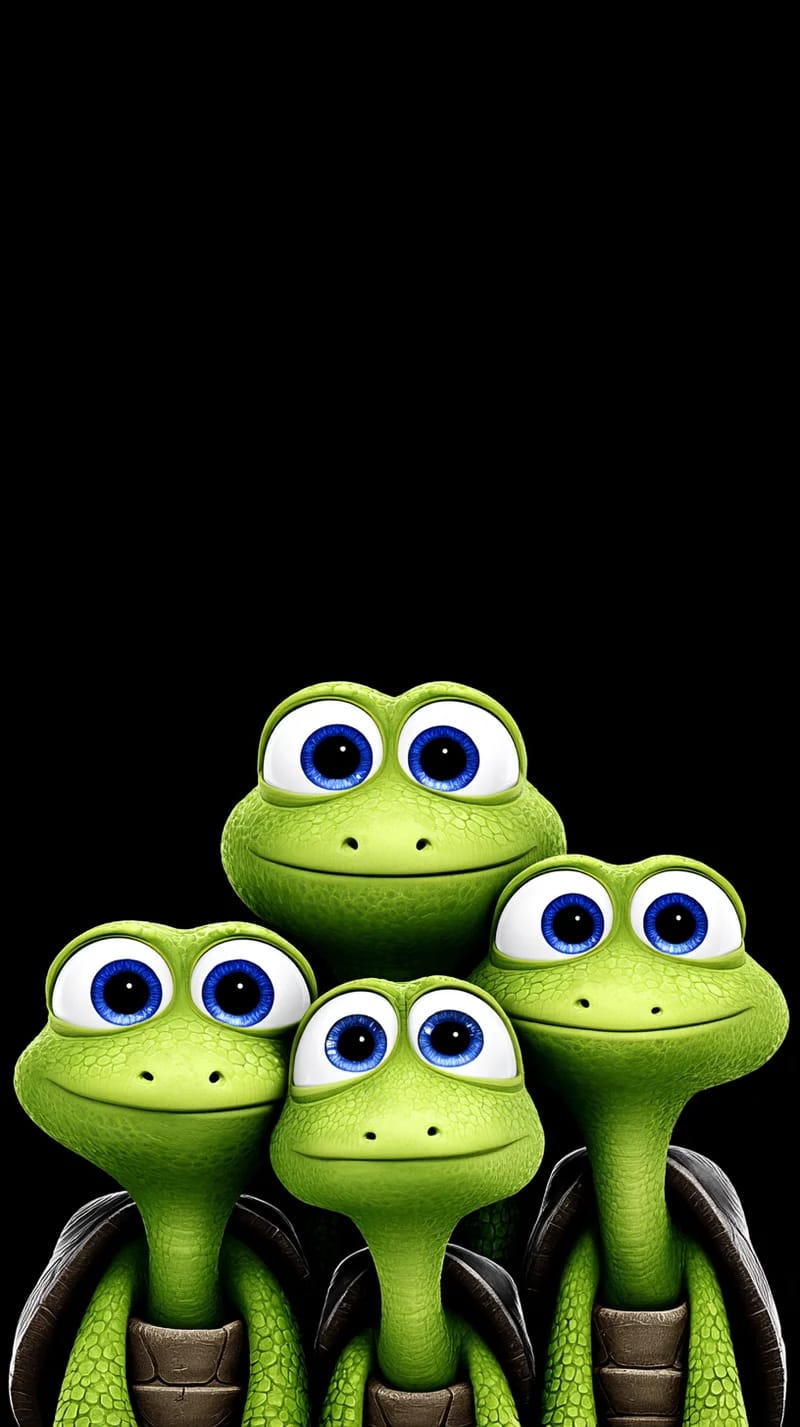 Cute Turtle Squad Triangle Wallpaper 4K Dark HD - Turtle mobile Wallpaper | Picmaze
