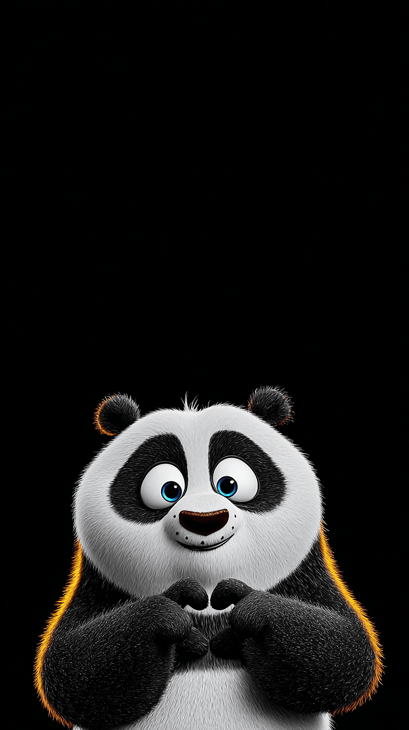 Cute Panda Making Heart Hands Wallpaper – Adorable Cartoon Panda Android Background - Panda Wallpapers mobile Wallpaper | Picmaze