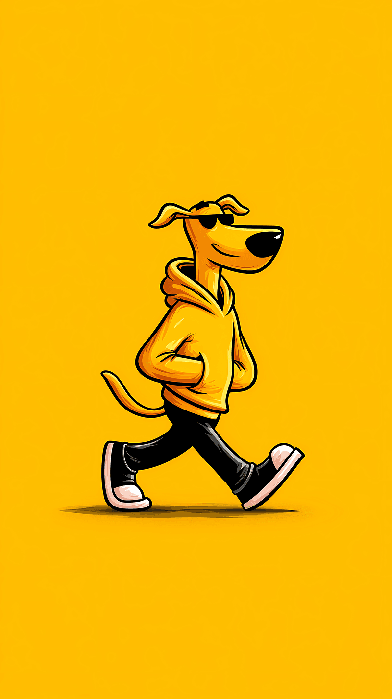 Cool Cartoon Dog Walking Yellow Android Wallpaper - Dogs wallpaper mobile Wallpaper | Picmaze
