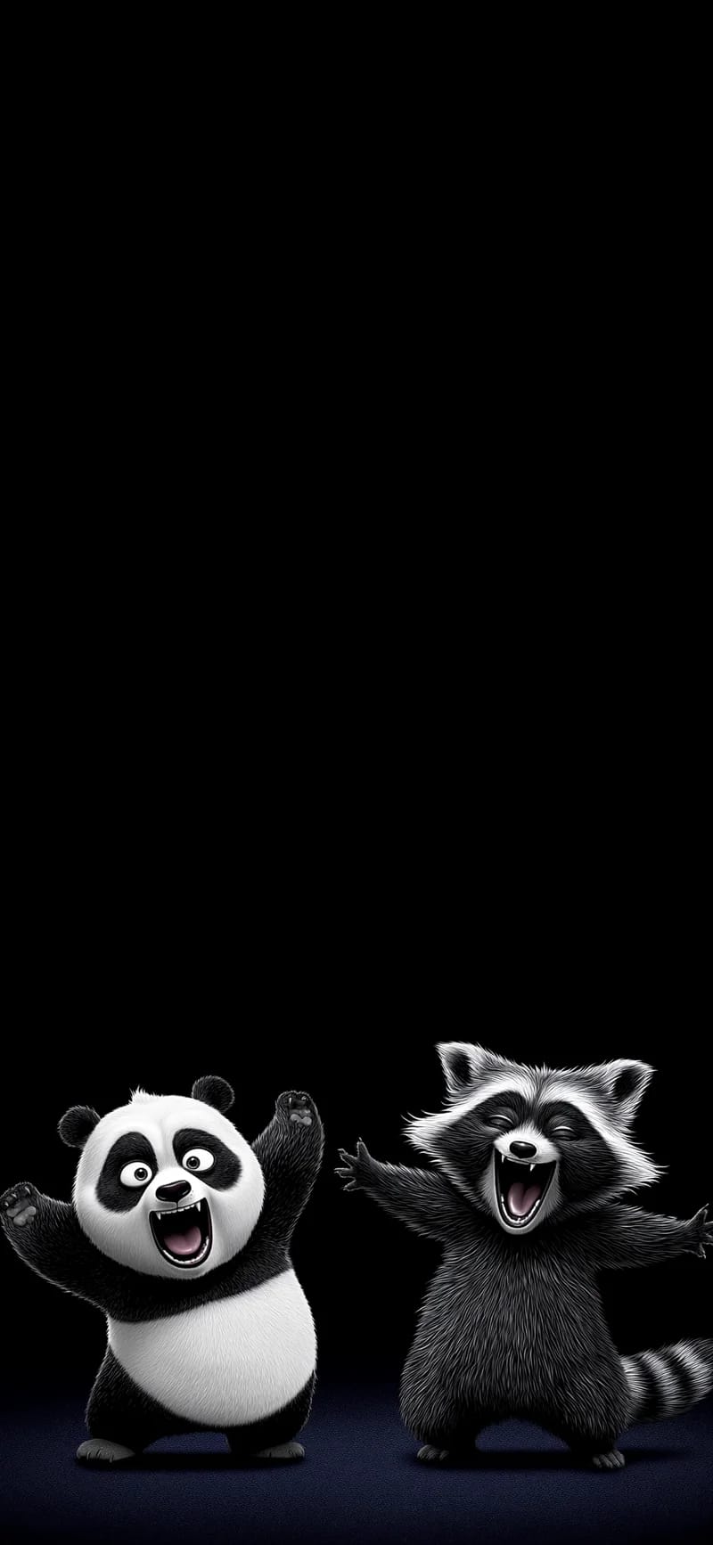 Cute Panda and Raccoon Dark Cartoon 4K iPhone Wallpaper - ios wallpapers mobile Wallpaper | Picmaze