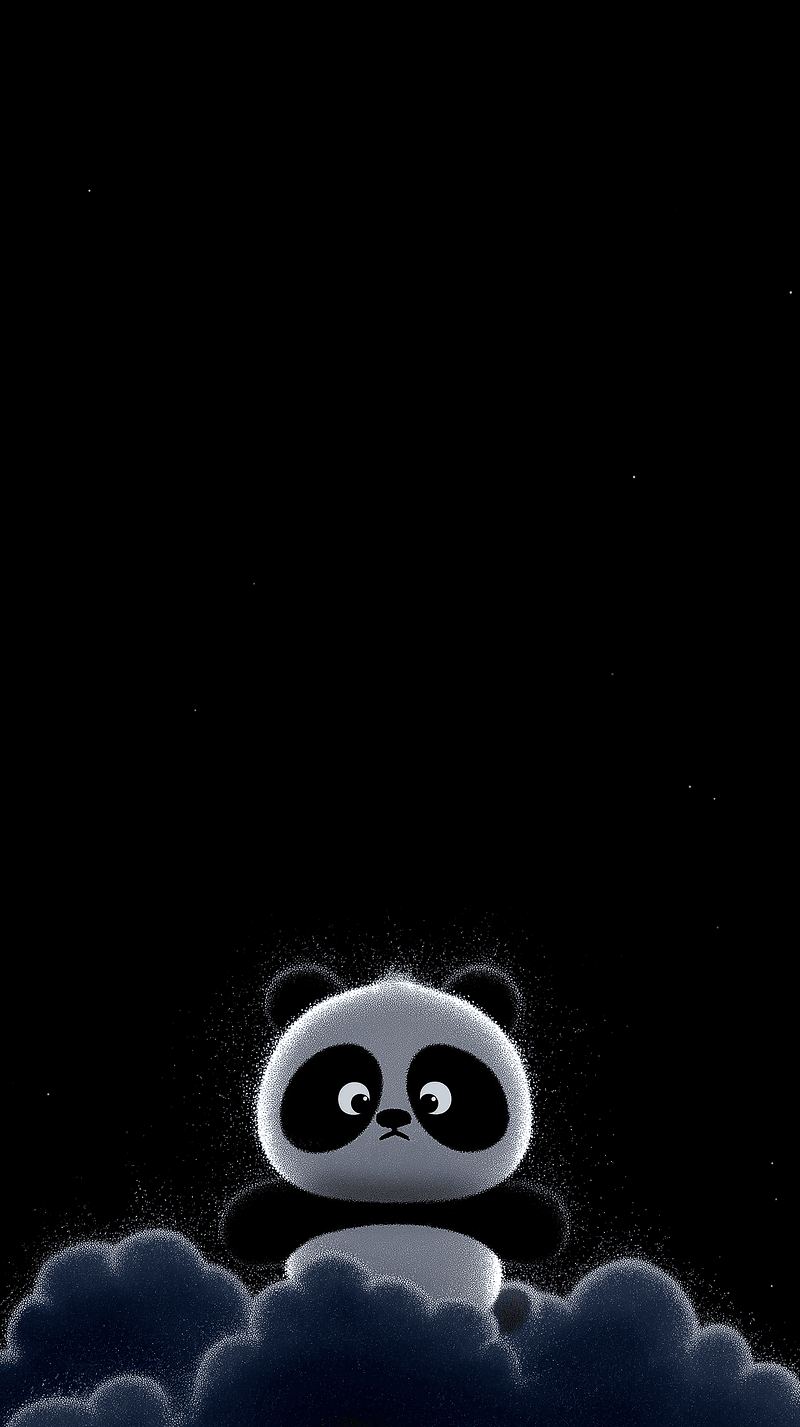 Cute Panda on Starry Cloud Android Wallpaper – Minimal Cartoon Panda Night Sky Dark Background - Panda Wallpapers mobile Wallpaper | Picmaze