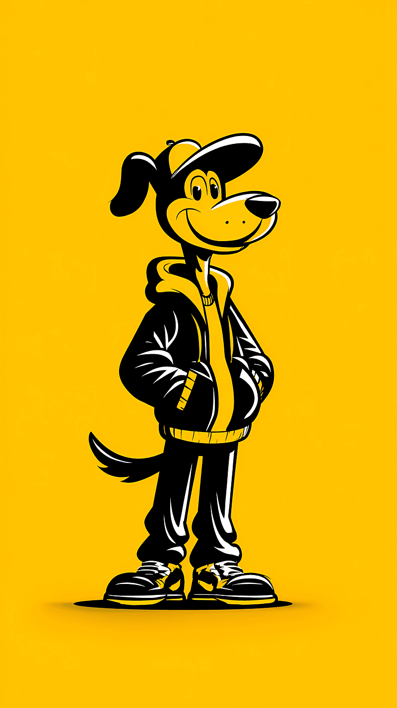 Cool Black Cartoon Dog Street Style Yellow Android Wallpaper - Dogs wallpaper mobile Wallpaper | Picmaze