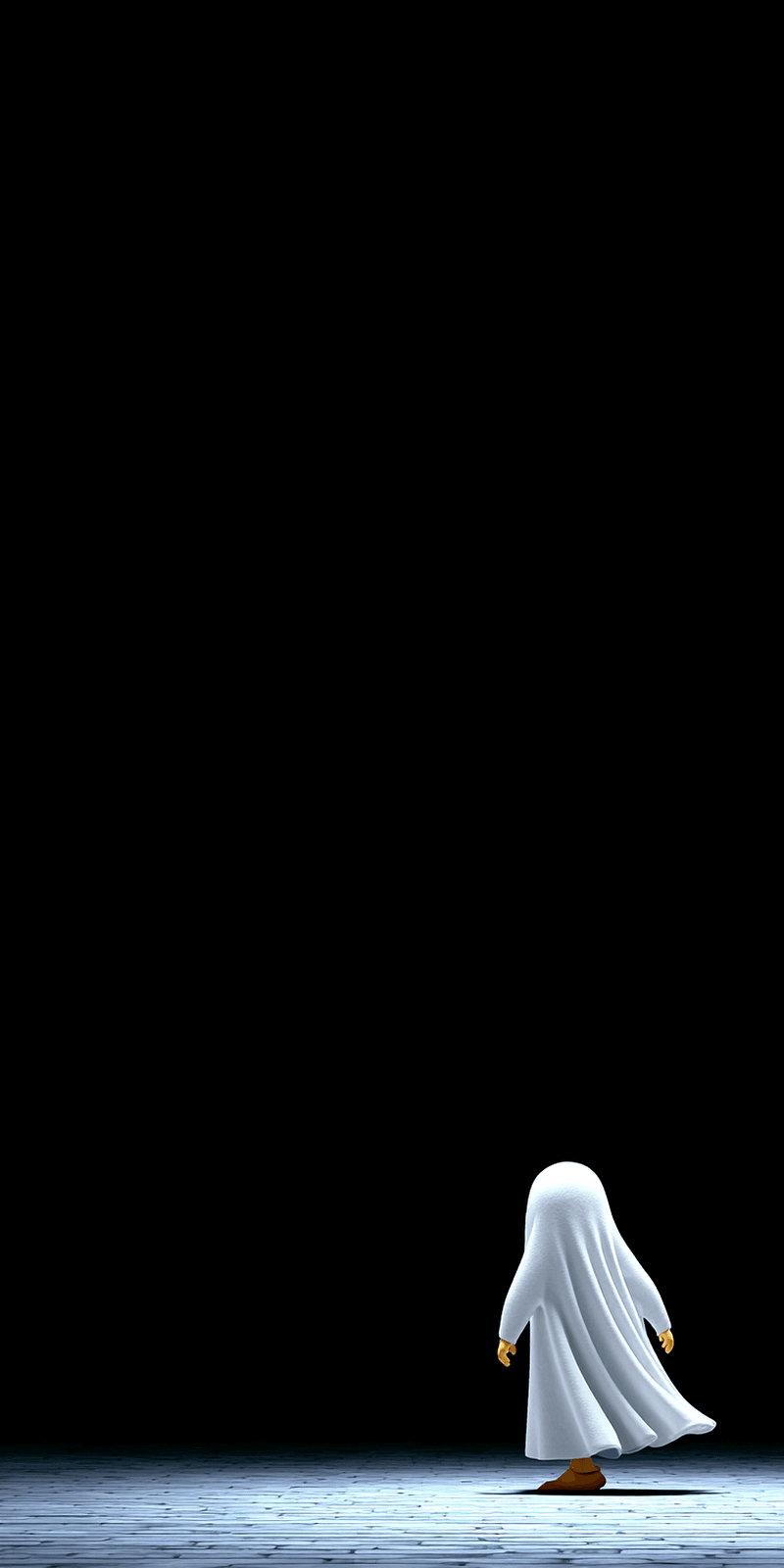 Minimal Walking Ghost Wallpaper – Cute Spooky Cartoon Ghost Black Background - ghost mobile Wallpaper | Picmaze