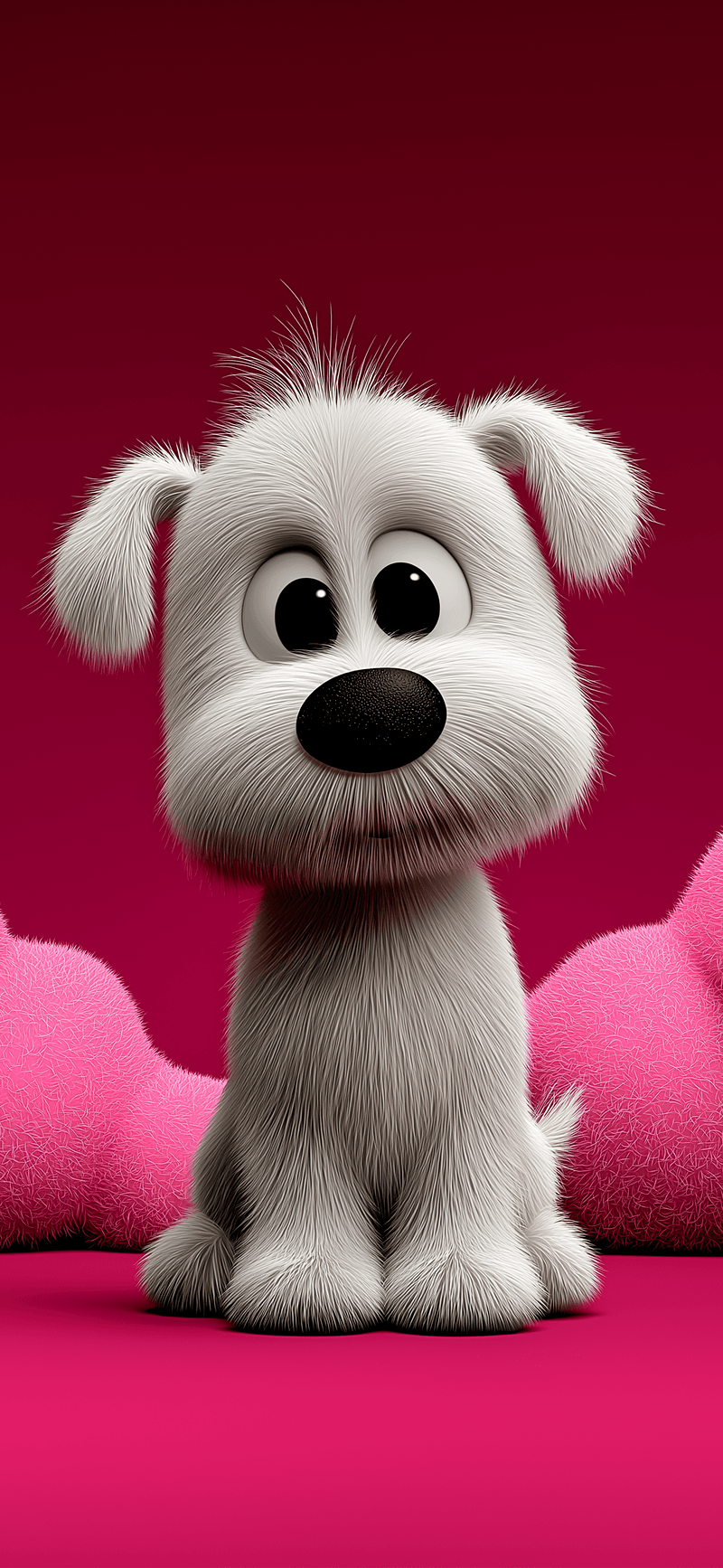 Cute White Puppy 3D Wallpaper with Pink Background 4K - ios wallpapers mobile Wallpaper | Picmaze