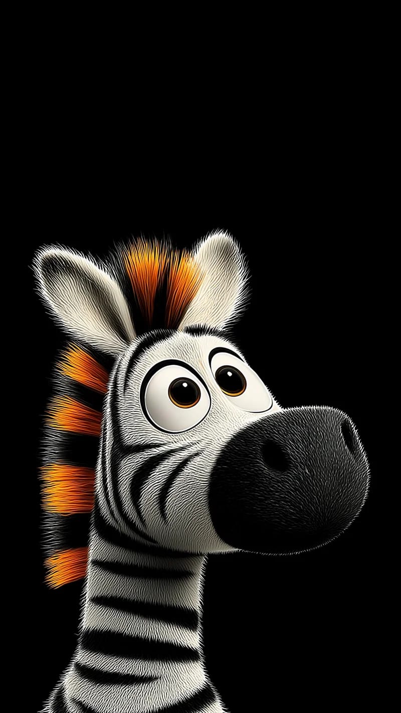 Cute Zebra Close-Up Wallpaper with Orange Mane Dark Theme - Zebra wallpapers mobile Wallpaper | Picmaze