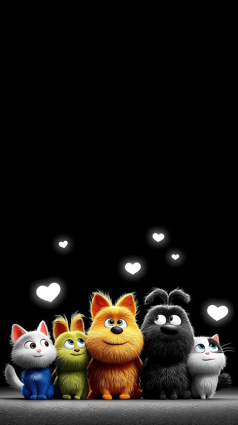 Cute Cartoon Pet Friends Wallpaper – Adorable Fluffy Animals with Heart Glow Android Background - Cat Wallpapers mobile Wallpaper | Picmaze
