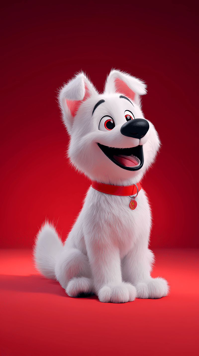 Happy White Cartoon Dog Android Wallpaper – Cute 3D Puppy Red Aesthetic Background - Dogs wallpaper mobile Wallpaper | Picmaze