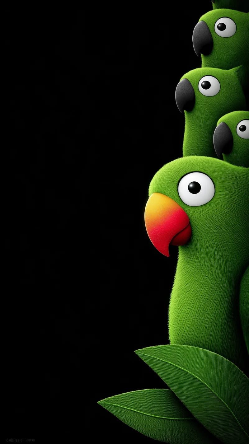 Minimal Green Parrot Edge Wallpaper Dark Aesthetic HD - parrots mobile Wallpaper | Picmaze