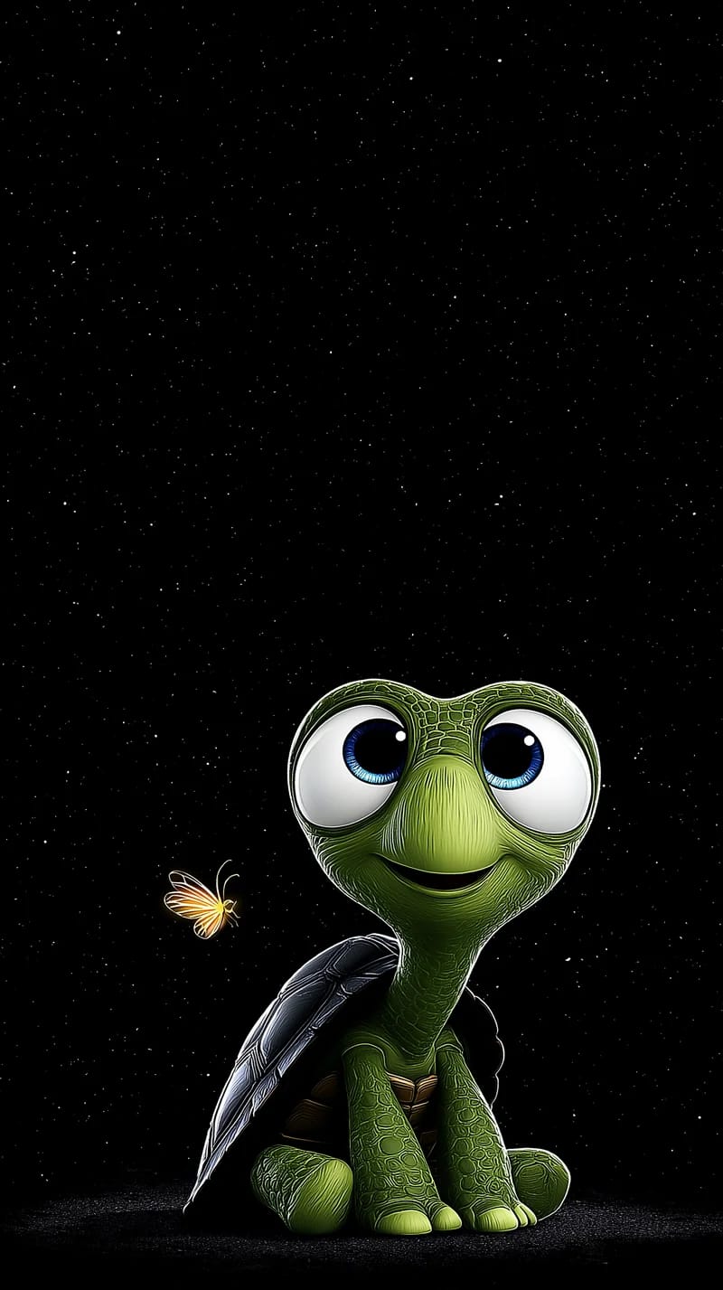 Starry Night Turtle with Glowing Butterfly Cute Art - Turtle mobile Wallpaper | Picmaze