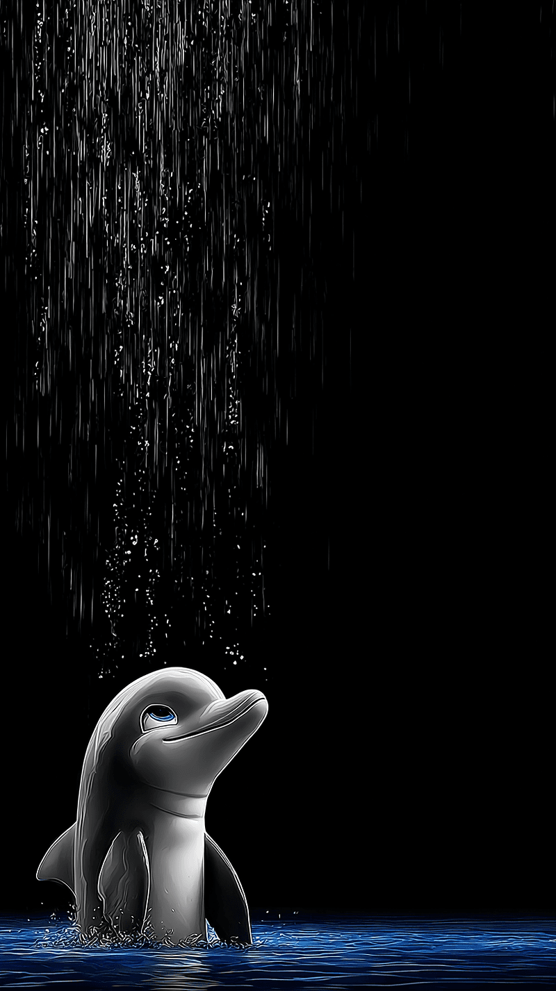 Cute Dolphin Rain Wallpaper 4K Dark Ocean - draft mobile Wallpaper | Picmaze