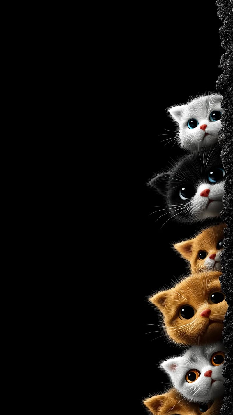 Cute Kittens Peeking Side Wallpaper 4K Black Background - Cat Wallpapers mobile Wallpaper | Picmaze